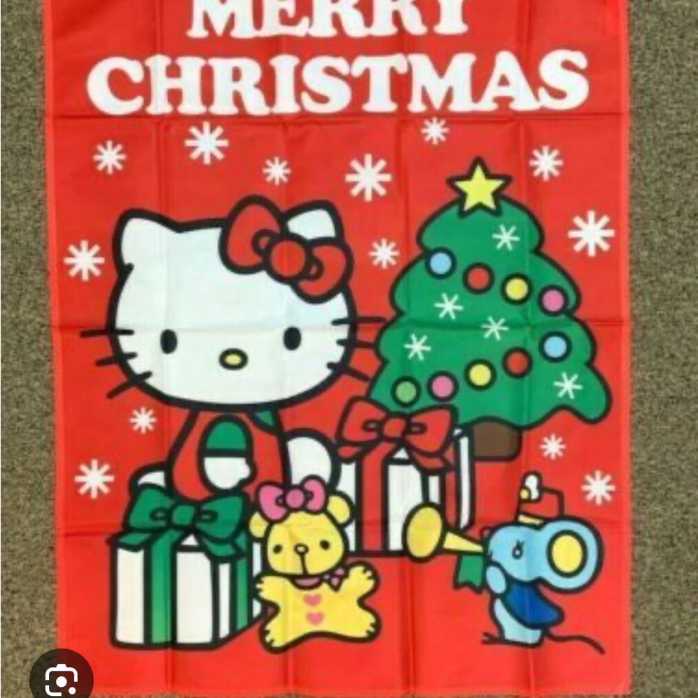 Hello Kitty Christmas Holiday Flag - Red Indoor Outdoor Flag Merry Christmas
